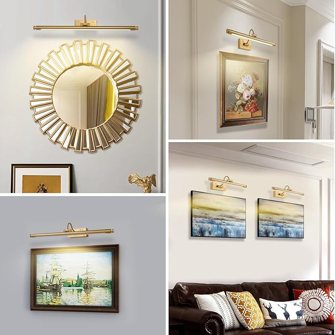 Wireless Picture Light, 23.6" Rechargeable LED Art Lamp with Remote, Dimmable Brightness, Timer & Adjustable Arm for Paintings, Mirrors, and Frames