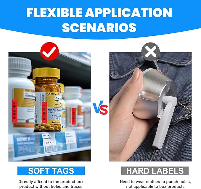 5000 Pieces of 58 kHz Acousto-Magnetic (AM) Security Tag Labels, Compatible with 58 kHz EAS Systems. Features Simulated Barcodes