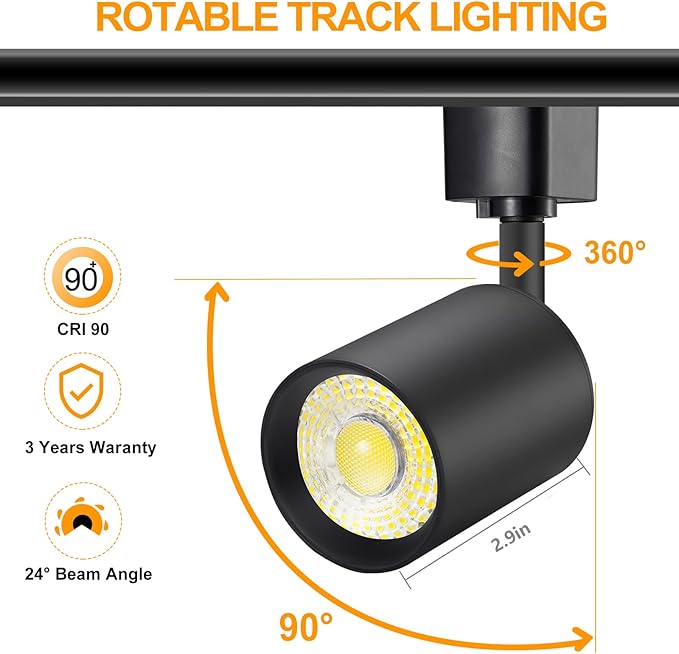 VANoopee 16-Light LED Track Lighting Kit with 13FT H Type Track Rails, Dimmable Track Light Heads Bright Ceiling Spotlight Fixture for Kitchen Accent Art, 3000K Warm White, No Flicker 10W 800lm Black