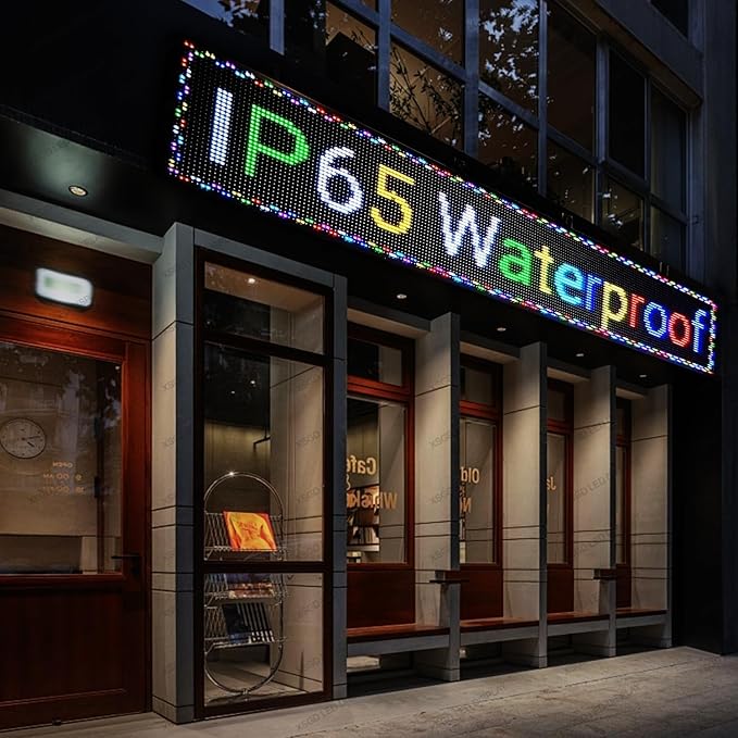 XSGD P10 Scrolling LED Sign WiFi Programmable LED Display, Outdoor IP65 Waterproof Digital Message Display Board, Customizable Neon Sign Open Signs for Business Advertising Store Restaurants 77"X14"