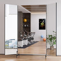 brisafe Full Length Stand Up Mirror on Wheels,75''L×95''W,Large Tri-Fold Floor Mirror with Stand,Movable 3-Way Full Length Standing Mirror for Gym, Dance Studio, Fitness Room, and Home (Black)
