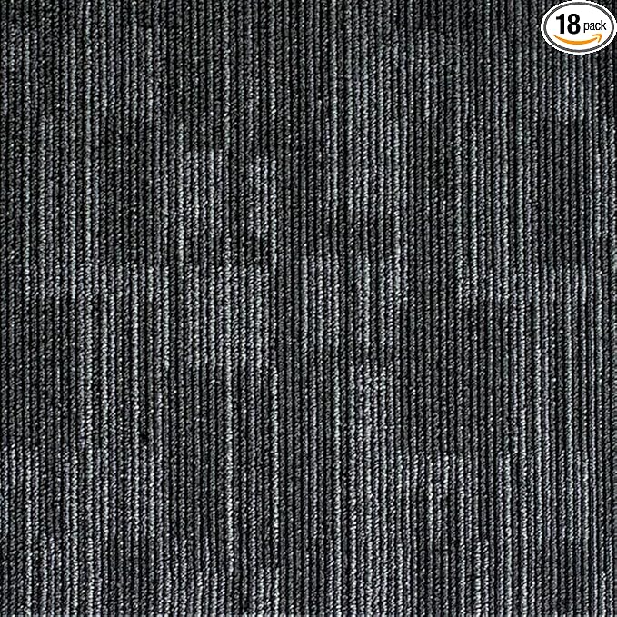 Carpet Tiles 24"x 24" 18PCS Non-Slip Soft Floor Carpet for Office, Bedroom, Living Room, Kitchen, Garage,Easy DIY Installation Seamless Floor Tiles Rug,Grey