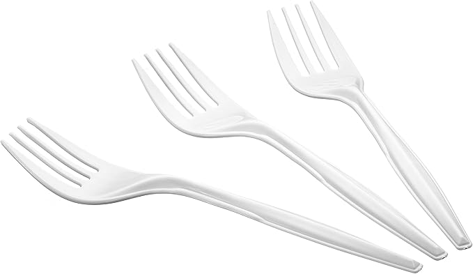 Plastic Forks, Disposable Silverware cutlery, White, Bulk 1000 Count,