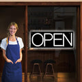 Open Signs for Business, LED Neon Open Sign 16 Inch 12V/2A Ultra Bright Lighted Open Sign Electric Light Up Open Sign for Business Storefront Window Glass Door Retail Shop Store Bar Salon Restaurant White
