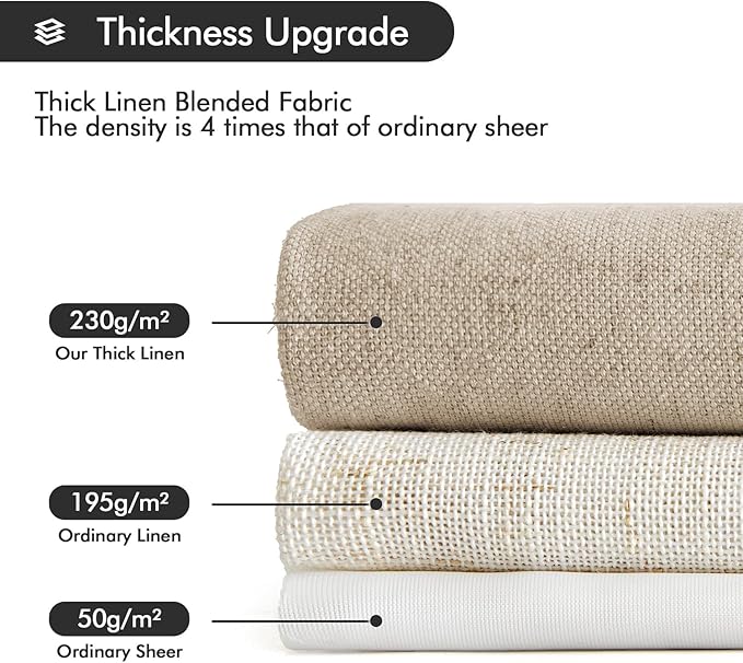 MIULEE Non-See-Through Privacy Linen Curtains 2 Panels, Light Filtering Window Curtains Farnhouse Textured Back Tab Semi Sheer Drapes for Bedroom Living Room, 52 x 84 Inches Long, Taupe