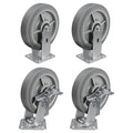 8'' × 2'' Caster Wheels, Heavy Duty Industrial Casters Set of 4 Rubber Wheels, Load 4000lbs Capacity, Swivel Caster for Cart Dolly Toolbox (2 Brake & 2 Rigid)