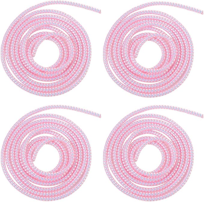 4Pcs Spiral Cable Protector,Chargers Data Cable Protect Sleeve,Headphone Cable Saver for Phone Earphone USB Data Cableor for Prevent Pets from Biting The Cable Sleeves Cord Management (Laser Pink)