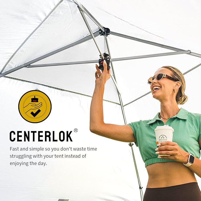 CROWN SHADES 10X10 Comercial Instant Canopy Pop Up Tent with Center Lock, 300D Fabric, 4 Sidewalls, Sto'N Go Bag, Red