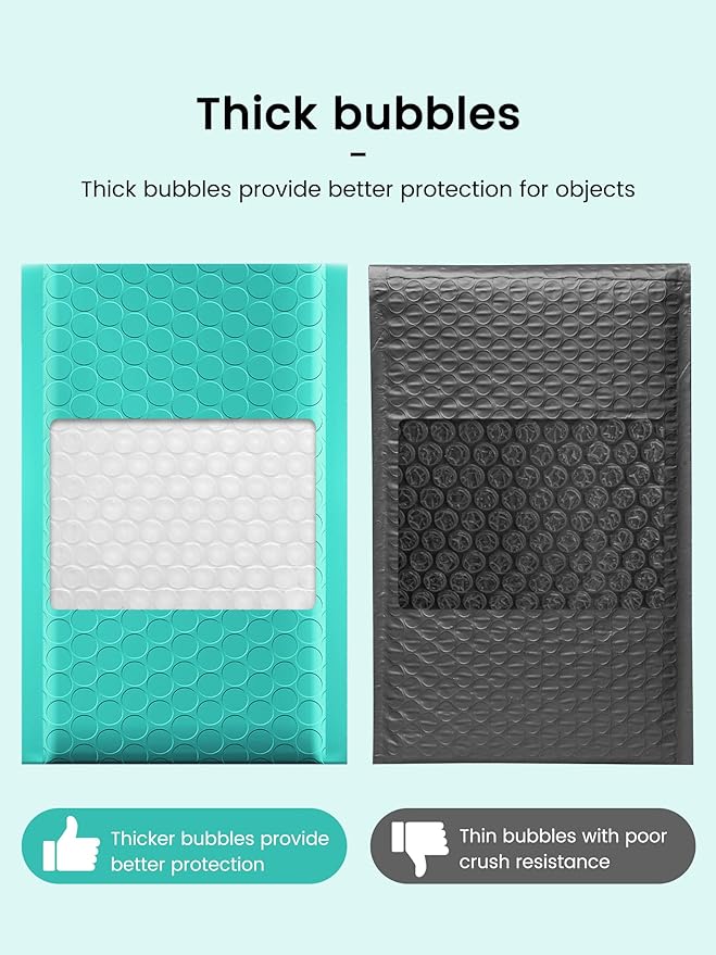 GSSSUSA Bubble Mailers 4x8 Inch 100 Pack Padded Envelopes Usable Size 4x7 Inch Shipping Envelopes Self Seal Small Packaging Shipping Bags for Mailing Jewelry, Small Business, Teal