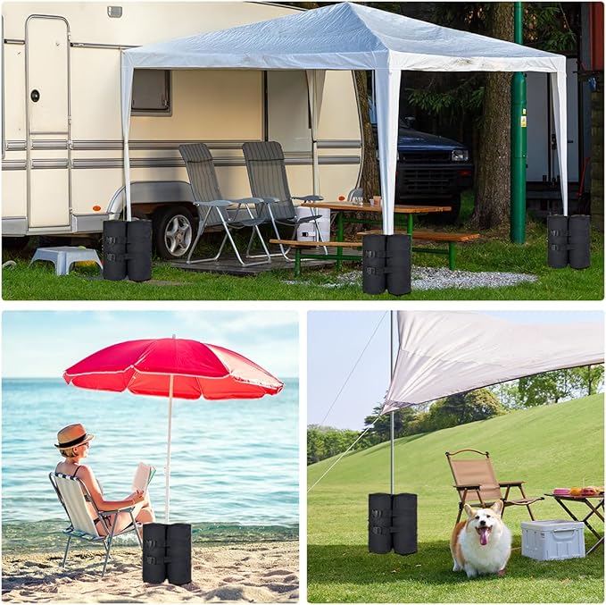 Extra Plus Large Canopy Weights Bag Leg Weight for Pop up Canopy Tent Gazebo Patio Instant Outdoor Sun Shelter,320LBS Tent Weight Sand Bags (4Pack Black)