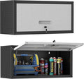 Garage Wall Cabinet, Wall Mounted Cabinet with Up-flip Door and Adjustable Shelf for Garage, Tool Room, Kitchen, Assembly Required(Black and Gray)