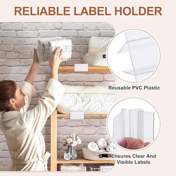 PATIKIL 3.9" x 1.8" Wire Shelf Label Holder, 30 Pack Reusable Plastic Price Tag Display Clip for 0.59" to 0.71" Thick Shelves with Paper Inserts Pens for Home Market Store, Clear
