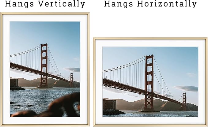 Frametory, 14x18 Metal Picture Frame with Mat for 12x16 Picture & Real Glass, Aluminum Photo Frame Collection (Gold, 2 Pack)