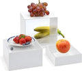 Red Co. Set of 3 Glossy White / Clear Top Acrylic Cube Display Nesting Risers with Hollow Bottoms