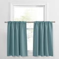 PONY DANCE Short Curtains for Kitchen - Home Decor Rod Pocket Thermal Insulated Window Treatments Light Block Panels for Bathroom, 42 W x 36 L, Greyish Blue, Set of 2