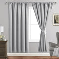 JIUZHEN Silver Grey Curtains for Bedroom - Thermal Insulated Blackout Curtains with Tiebacks 2 Panels, Room Darkening Rod Pocket Curtains for Living Room, 60 x 72 Inch Length