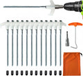 Screw in Tent Stakes Heavy Duty,8 Inch Ground Anchors Screw in,Metal Stakes with Hex Head Driver,Camping Tent Accessories (12, White)