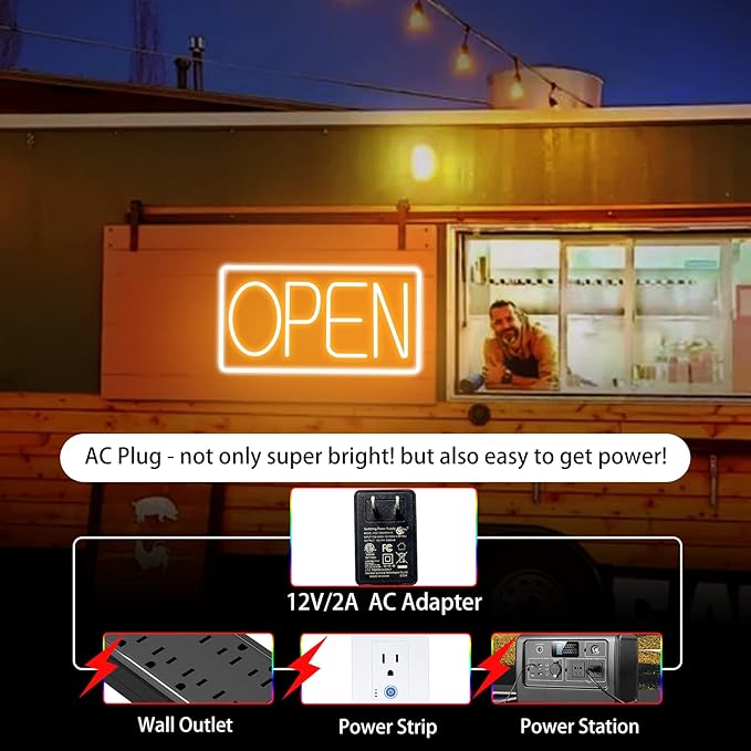 Open Signs for Business Ultra Bright LED Neon Open Signs 22 Inch Plug In Electric Light Up Open Sign with ON/OFF Switch for Business Storefront Window Glass Door Shop Florists Bar Salon Cafes Pubs