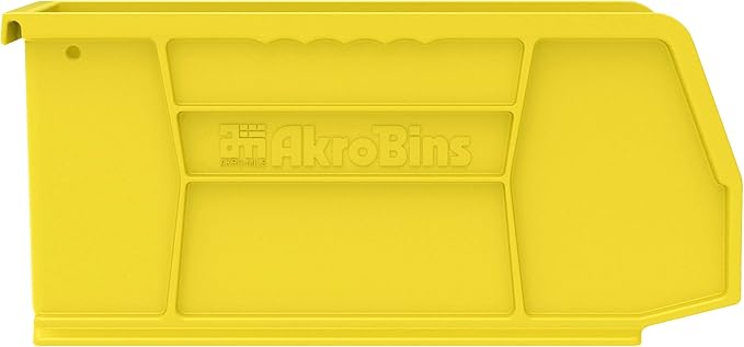 Akro-Mils 30237 AkroBins Plastic Storage Bins, Space-Saving Stackable Bins for Garage, Pantry, Craft Organization, 9-" x 6-" x 5-", Yellow, 12-Pack
