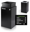 Alpine Industries 29 Gallon Commercial Indoor Recycle Bin, Modern Black Metal Container with Optional Lids