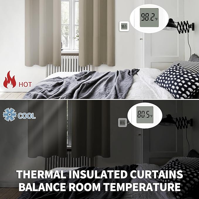 BGment Room Darkening Curtains 72 Inches Long - Grommet Thermal Insulated Drapes Window Treatment Curtains for Bedroom, 2 Panels, 52 x 72 Inch, Cocoa