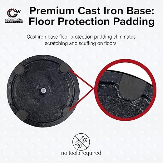 Montour Line MI650 Set of 2 Retractable Belt Barrier Stanchion, Cast Iron Base, Black Satin Stainless Steel Post (16 ft Red with"Authorized Access ONLY" White Letters Belt)