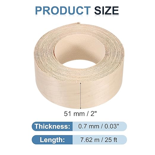 PATIKIL Maple Edge Banding, 2 in x 25 ft Wood Veneer Tape, Pre-glued Flexible