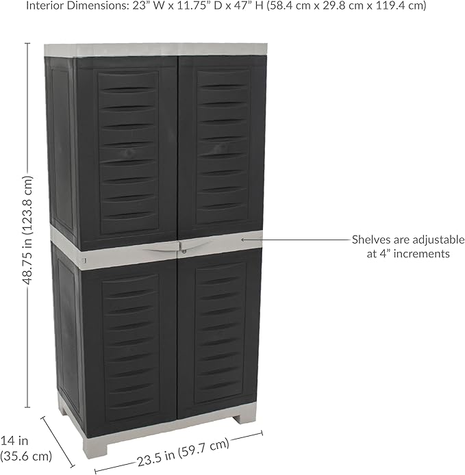 Sunnydaze Storage Cabinet - Plastic Storage Cabinet - 48.75" H - Garage, Office, Home, Laundry Room