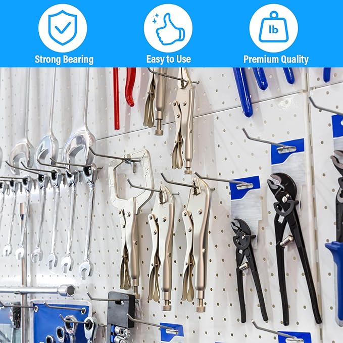 100 Pack Peg Board Hooks Silver 6 Inch Iron Pegboard Organizer Hook, Metal Peg Shelf Hooks for Pegboard 1/8 and 1/4 for Garage, Office,Kitchen, Store