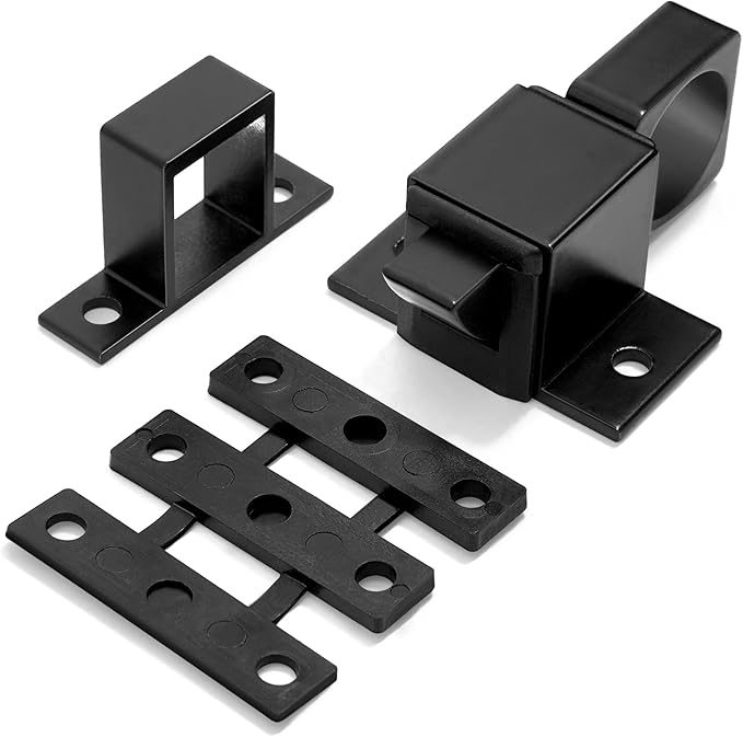 3 Packs Self-Closing Latches, Black Spring Door Lock, Aluminum Alloy Automatic Gate Latch with Spring Loaded Pin, Security Window & Cabinet Lock