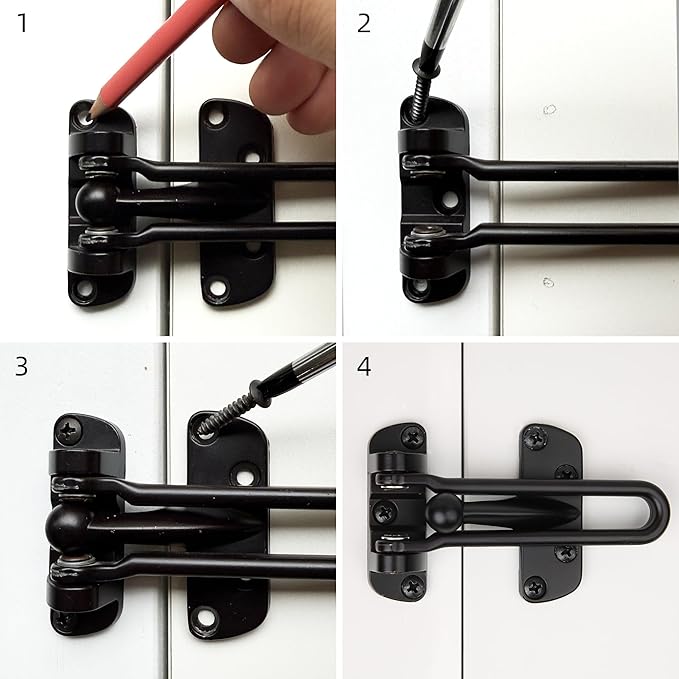 HASWARE Home Security Door Lock Swing Bar,Black Alloy Anti-Theft Door Guard Latch for Front and Inside Door, Safety Childproof Reinforcement Door Stopper (Black)