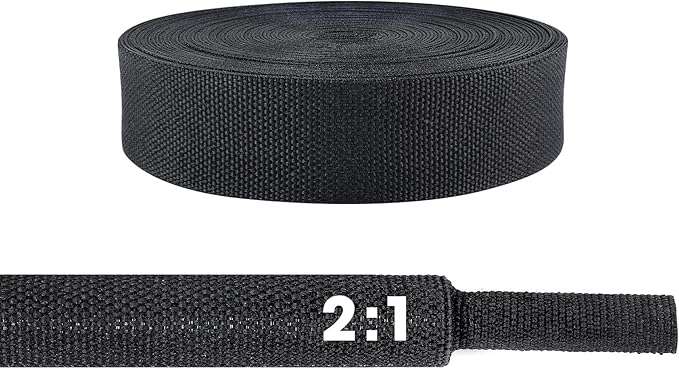 2 to 1 Heat Shrink Braided Sleeving 1/2" - 24 feet Pliable Shrinkable Fabric Sleeve for Protection Automotive/Electronics Cable/Wire/Hose/Harness