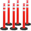 OrangeStar 42" Traffic Delineator Post Cones 6-Pack Orange Safety Cones with Heavy Duty Rubber Base for Construction, Road Work, Parking Lots, Warehouse and Events