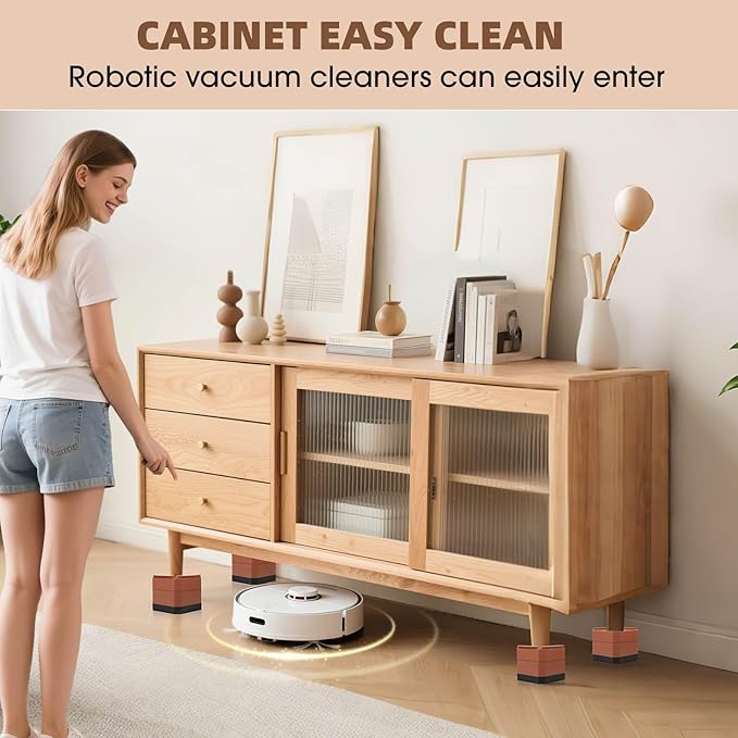 Furniture Risers Bed Risers - Rectangular Adjustable Block Riser for Raising 1.5-3 in. & 4.3 in. Beds, Tables, Sofas, Refrigerators, Washers - Up to 4,000 Pounds (Brown, Two Layers 3inches)