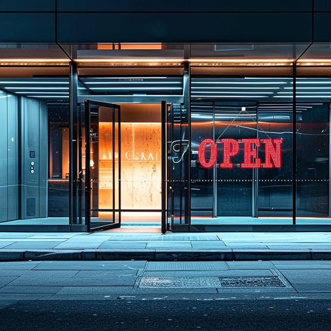 40"x14" Large LED Open Signs for Business Super Bright Unique Design Red Open Sign with Hanging Installation for Window Stores Bar Hotel Retail Shops Salon Restaurant Office