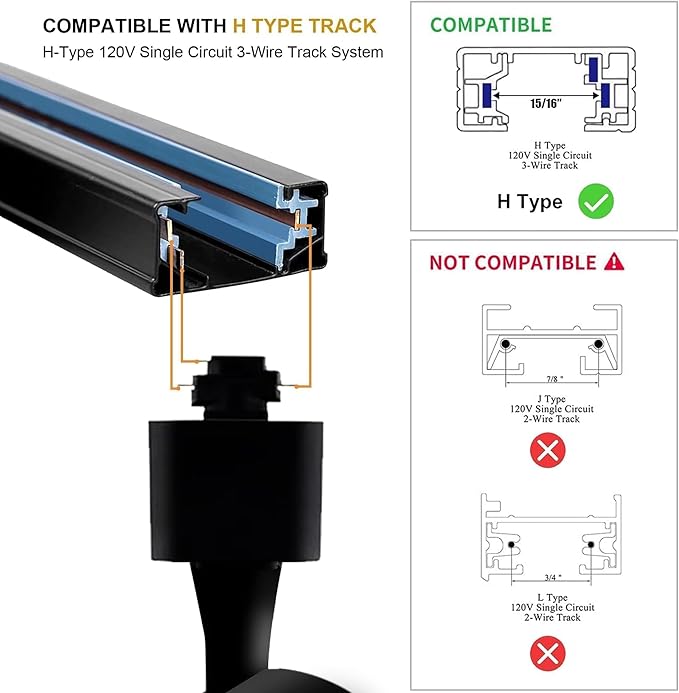 H Type LED Track Lighting Heads Kit, 8 Heads 20W 2700lm High Brightness Track Lighting System with 9.8ft (4.92 * 2) Track Rail, 6000K Cool White Adjustable Angled Spotlight