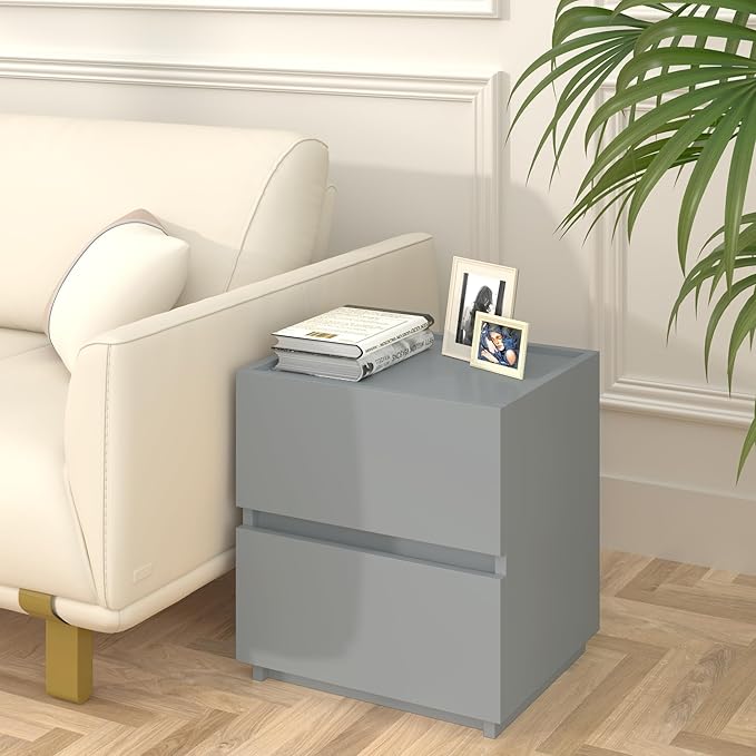 furtble Stackable 2-Drawer Dresser, Multi-Purpose Storage Closet Cube for Bedroom, Storage Cabinet for Entryway, Nightstand Sofa Beside Table Drawer Chest, 15.8 in, Gray