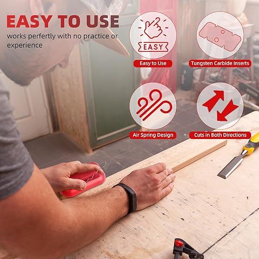 GSCIT Club Edge Banding Trimmer, Tungsten Carbide Blades Hand Planer Edge Bander for Burrs Edge Trim Planer Wood Scraper Edge Banding Tools Cutter for PVC ABS Melamine (Red)
