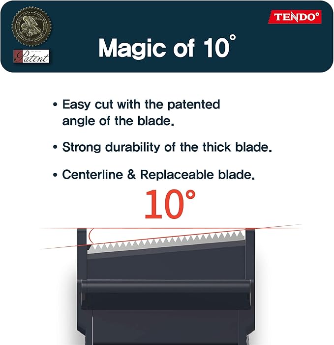 SJ-50M Navy | TENDO Basic Line | Smart Packing Tape Dispenser, Easy Cut Tape Gun, for 45~50mm Tape Width and 3" Tape core