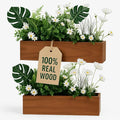 zaqro Wood Planter Box Set of 2 – Real Acacia Planter Boxes with Removable Soft Plastic Cut to fit Liners – Long Rectangular Indoor - Window Planter Box for Herbs, Flowers, Succulents