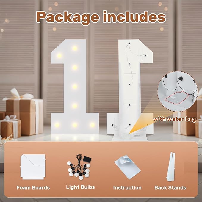 Bugame 3FT Marquee Letters, Large Light Up Letters for Birthday Wedding Backdrop Warm Light Marquee Letters 3 Feet Tall for Baby Shower Party Proposal Decoration Decor, Letter N