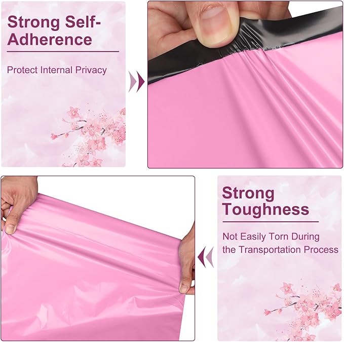 Poly Mailers 14.5x19, Large Shipping Bags 100 Pack, Poly Bags For Shipping with Self Seal Adhesive, Waterproof and Tear-Proof Mailing Envelopes for Small Business (Sakura Pink）