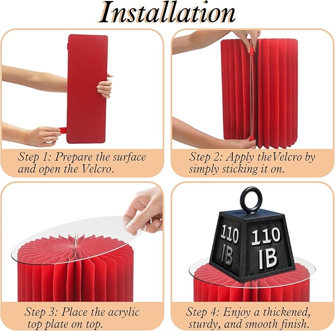 magalo Cylinder Stands for Party 3PCS Foldable Cardboard Columns Round Display Pedestal Stand Cylinder Tables for Wedding Birthday Baby Shower Dessert Cake Decoration-Red
