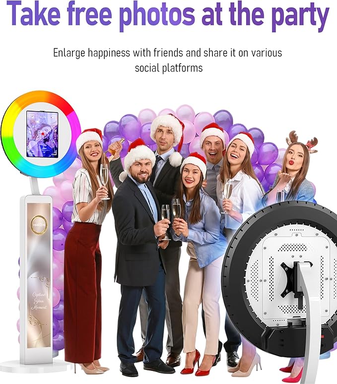HARZHI Portable Photo Booth Compatible with Ipad 12.9in 10.9in 10.2in, for Ipad Photo Booth Shell Stand Stand Provide Chacktok PhotoBooth Software for Party and Wedding, Flight Case