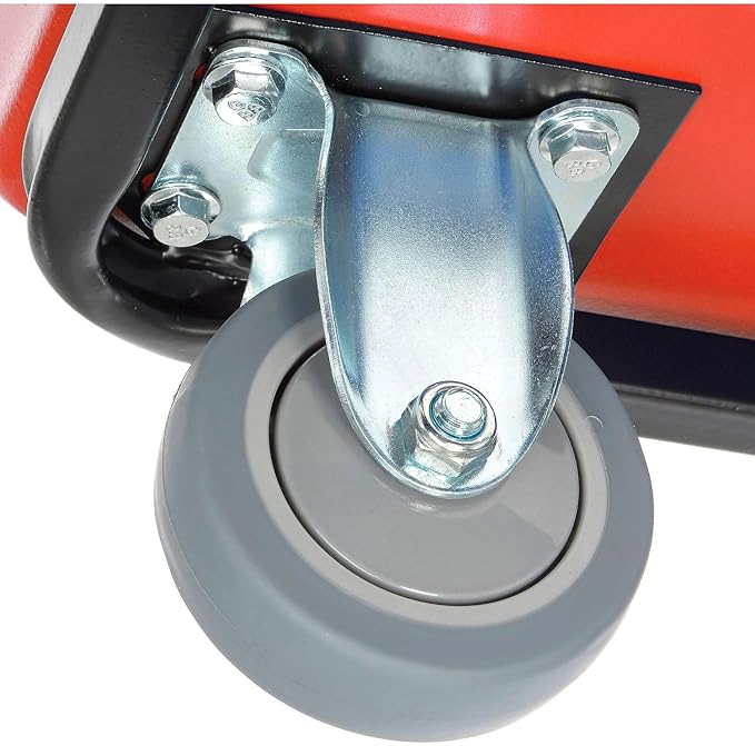 Global Industrial 20 Bushel Plastic Bulk Box Truck, Steel Chassis Base, 1200 lbs. Capacity, 4" Non-Maring Rubber Casters, Red, 50-2/5"L x 34-3/5"W x 35-3/5"H