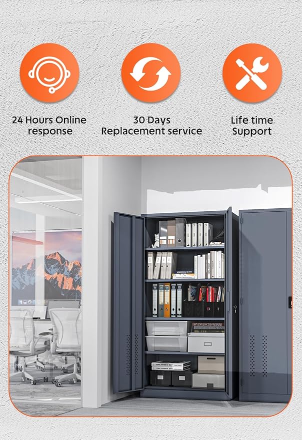 Metal Storage Cabinet Organization, 72'' Tall Locking Cabinet with Doors, Upgraded 4 Adjustable Shelves and Pegboard Garage Storage, Steel Tool Cabinets for Home, Office, Warehouse