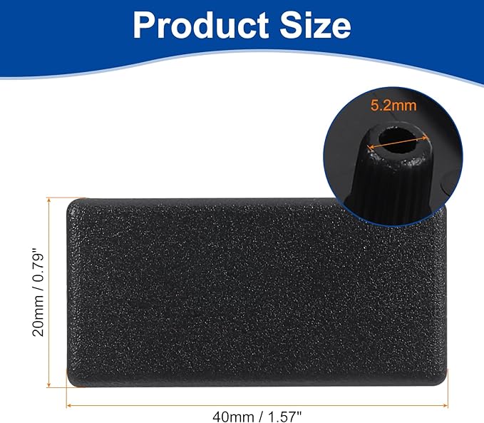 uxcell 20Pcs Extruded End Cap Nylon, 20x40mm T-Slot Aluminum Profile 2040 European Standard End Cap Extrusion Plug for Trolley, Fish Tank Rack, Storage Rack, Black