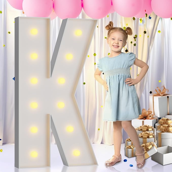 imprsv Light Up Letters, 4FT Marquee Letters for Birthday Wedding Engagement Party Decor, Large Marquee K for Party Decoration Arch Kit Decorations