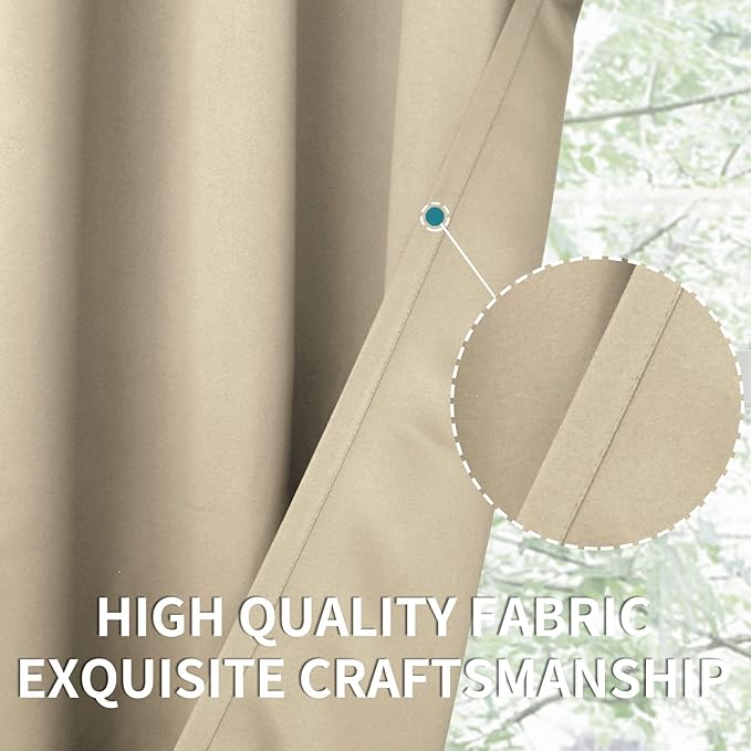 BGment Beige Sliding Door Curtain 120 Inch Long - Wide Room Darkening Room Divider Curtain for Bedroom Privacy Themral Insulated Grommet Room Separator Drape, 1 Panel, 100 X 120