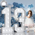 Marquee Numbers 4 Feet Tall Big Light Up Numbers 13th Happy Birthday Decorations Girl Boy White Anniversary Party Decor Large Cardboard Prop Backdrop Sign 13
